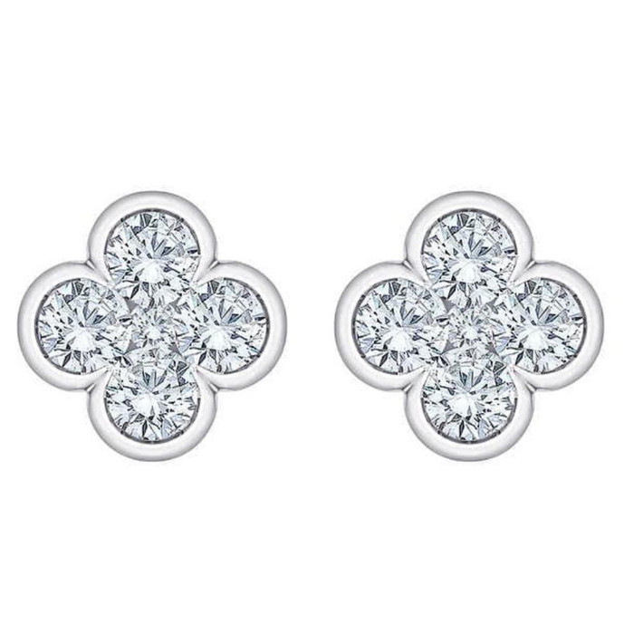 1/2Ct Diamond Bezel Earrings Women's White or Yellow Gold Lab Grown