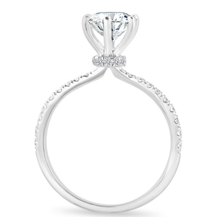 1.90Ct Side Halo Round Diamond Engagement Lab Grown in White or Yellow Gold