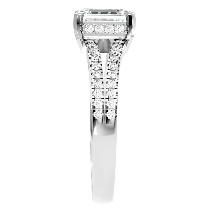 1 1/2Ct Emerald Cut Diamond Engagement Ring White, Yellow or Rose Gold Lab Grown