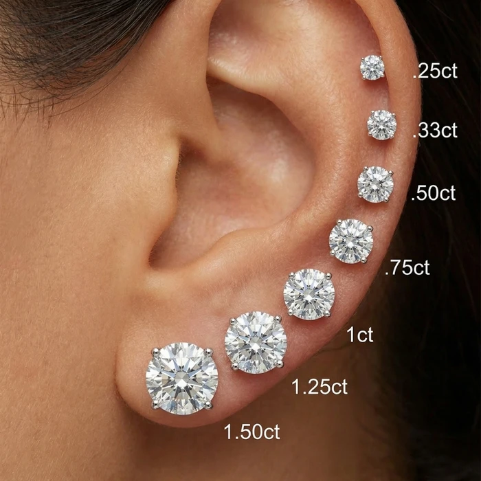 .25 - 1.50 Carat (ctw) Diamond Studs in 14k White Gold Lab Grown