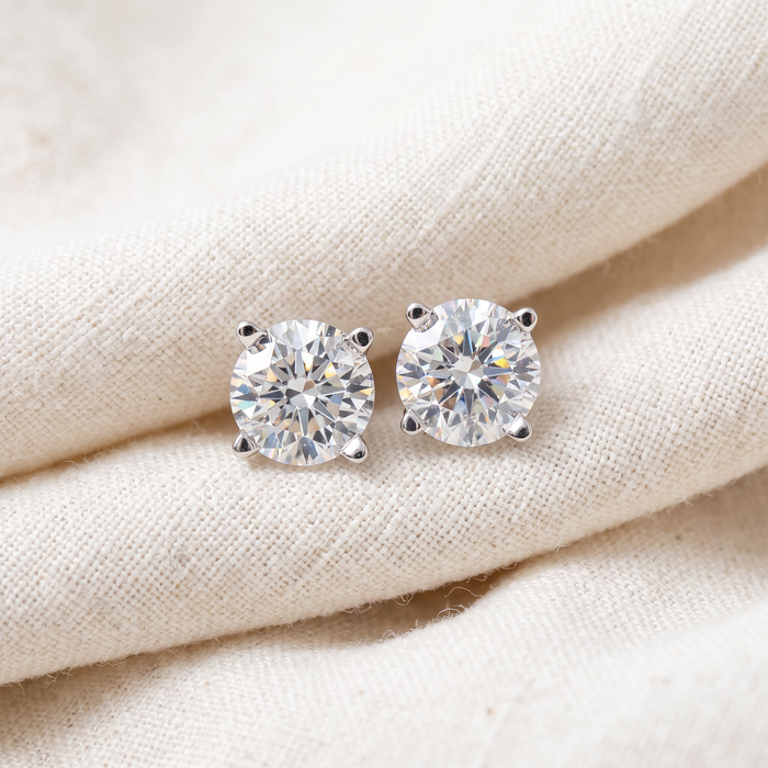 .25 - 1.50 Carat (ctw) Diamond Studs in 14k White Gold Lab Grown
