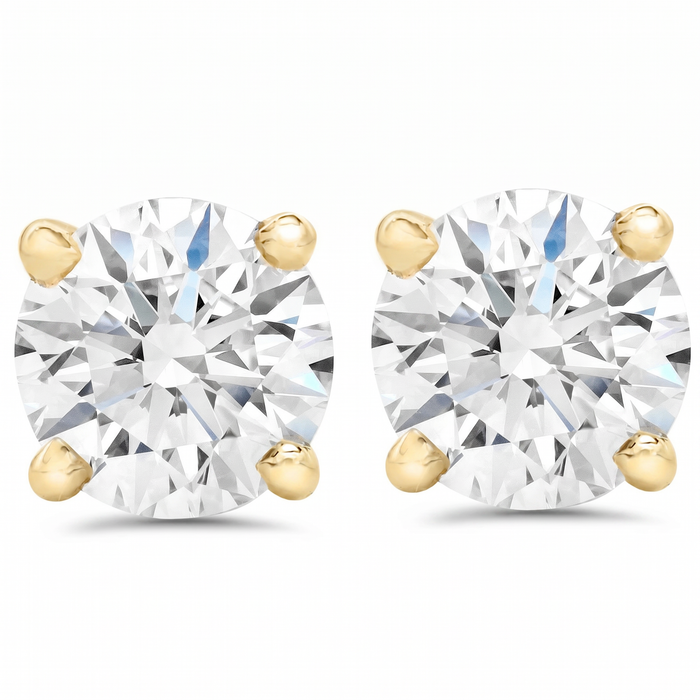 Certified 3Ct TW Diamond Studs 14k Gold Screw Backs Lab Grown