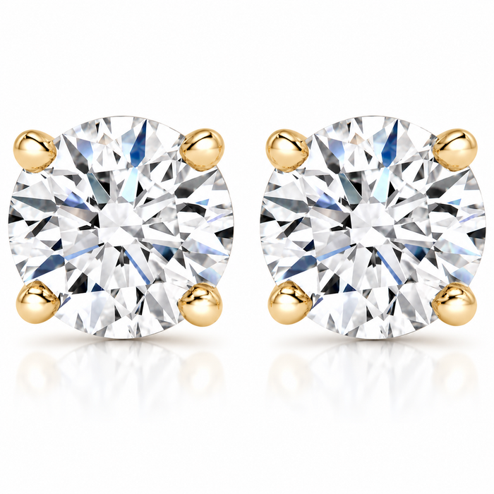 Certified 3Ct TW Diamond Studs 14k Gold Screw Backs Lab Grown