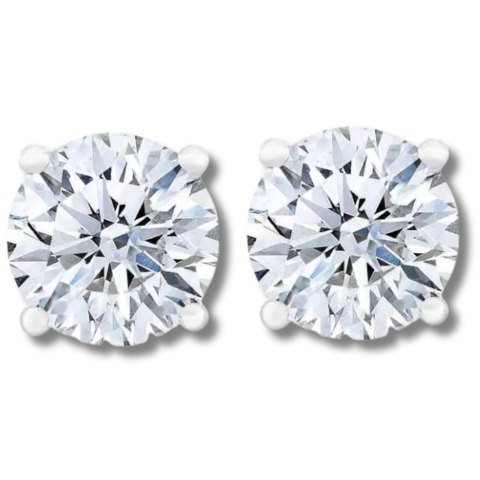 Certified 3Ct TW Diamond Studs 14k Gold Screw Backs Lab Grown