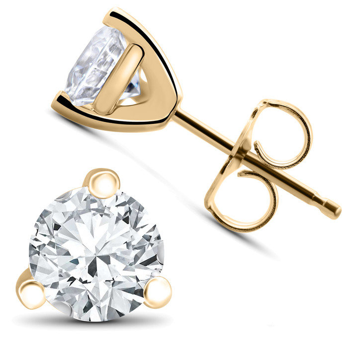 1/3 ct TDW Diamond 3-Prong Martni Studs
