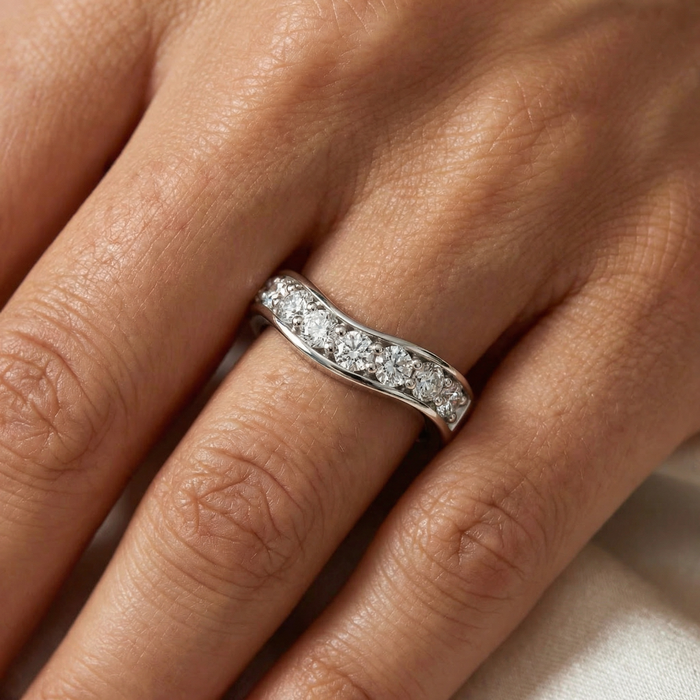 5/8Ct Diamond Curved Wedding Anniversary Band 14k Gold Lab Grown