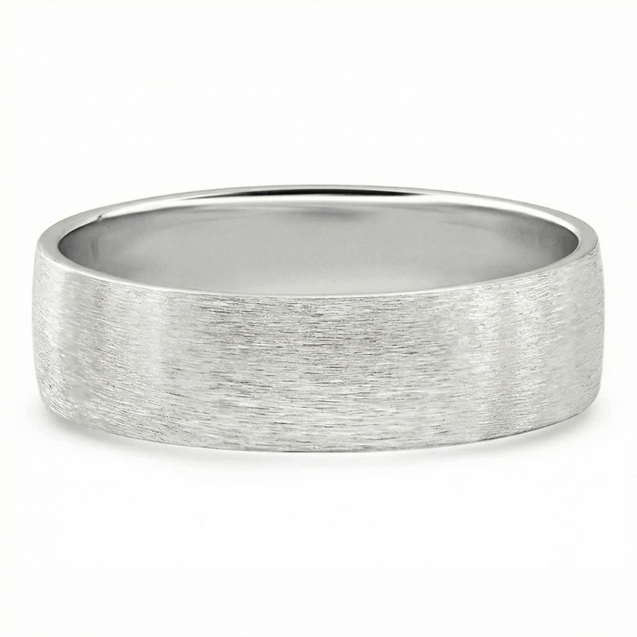 Men's Brushed Wedding Anniversary Band 14k Gold or Platinum