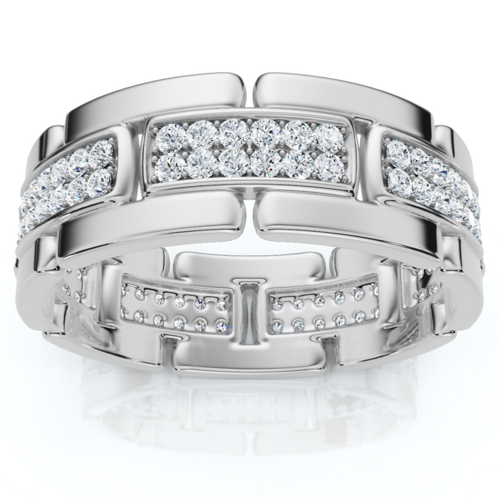 .85Ct TW Round Diamond Mens Link 8mm Wedding Band Gold Polished Ring Lab Grown .85Ct TW Round Diamond Mens Link 8mm Wedding Band Gold Polished Ring Lab Grown