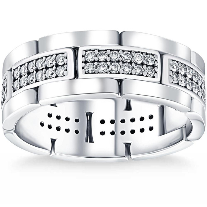 .85Ct TW Round Diamond Mens Link 8mm Wedding Band Gold Polished Ring Lab Grown .85Ct TW Round Diamond Mens Link 8mm Wedding Band Gold Polished Ring Lab Grown