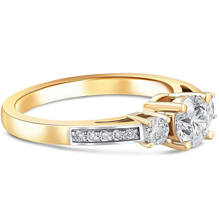 1 Ct T.W. Round Cut Three Stone Diamond Engagement Ring Lab Grown Gold