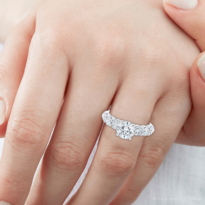 4 1/2 Ct T.W. Round Diamond Engagement Ring 14k White Gold Lab Grown 4 1/2 Ct T.W. Round Diamond Engagement Ring 14k White Gold Lab Grown