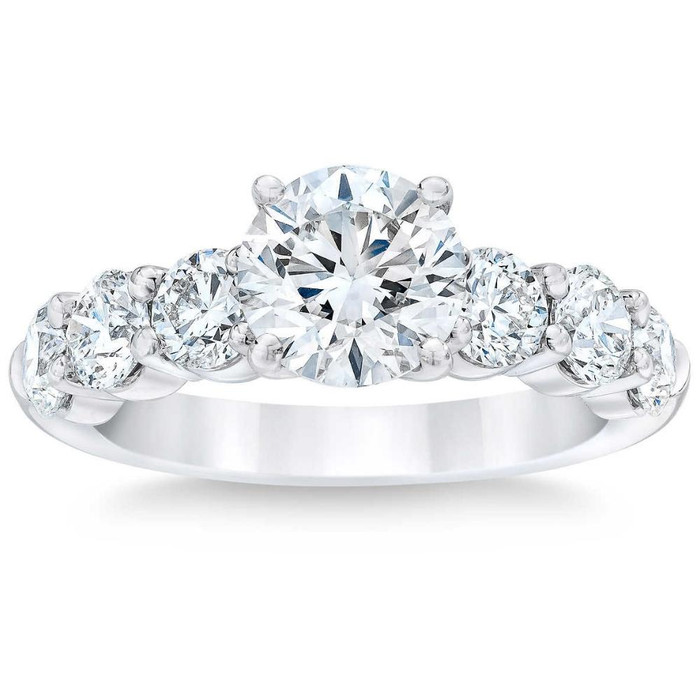 4 1/2 Ct T.W. Round Diamond Engagement Ring 14k White Gold Lab Grown 4 1/2 Ct T.W. Round Diamond Engagement Ring 14k White Gold Lab Grown