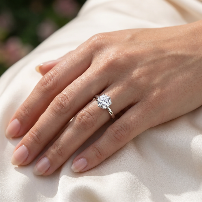 2ct Solitaire Moissanite Engagement Ring 14k White Gold