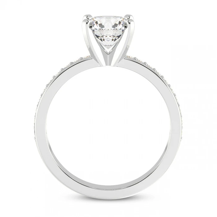 1/5Ct Lab Grown Diamond & 7mm Moissanite Round Engagement Ring in 10k Gold