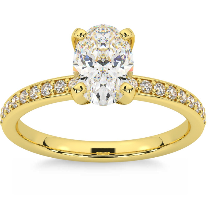 2 1/4CT Oval Moissanite & Lab Grown Diamond Engagement Ring White or Yellow Gold 2 1/4CT Oval Moissanite & Lab Grown Diamond Engagement Ring White or Yellow Gold