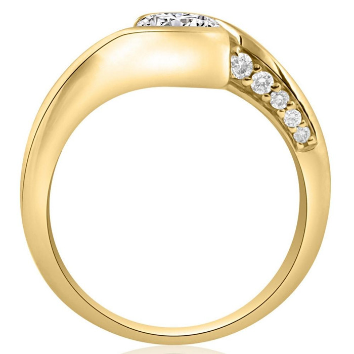 1 1/4Ct Moissanite Bezel Diamond Engagement Ring in 10k White or Yellow Gold 1 1/4Ct Moissanite Bezel Diamond Engagement Ring in 10k White or Yellow Gold