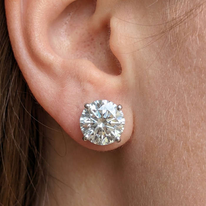 6 Ct TW Round Moissanite Studs in 14k White Gold