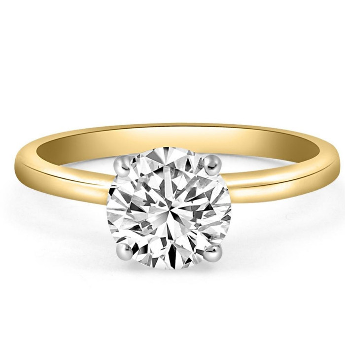 VS 1 1/2CT Moissanite 4Prong Solitaire Engagement Ring in White or Yellow Gold