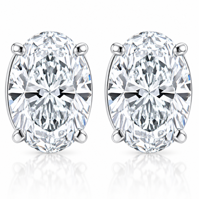 2 Ct Oval Moissanite Studs 14k White Gold Earrings