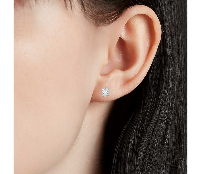 2 Ct Oval Moissanite Studs 14k White Gold Earrings