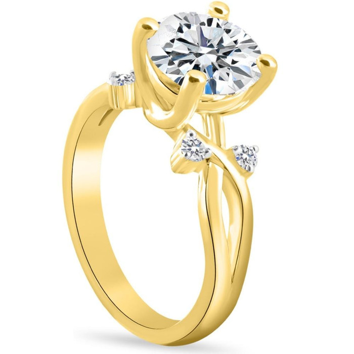 2 5/8Ct Moissanite & Diamond Twist Engagement Ring in 10k Yellow Gold 2 5/8Ct Moissanite & Diamond Twist Engagement Ring in 10k Yellow Gold