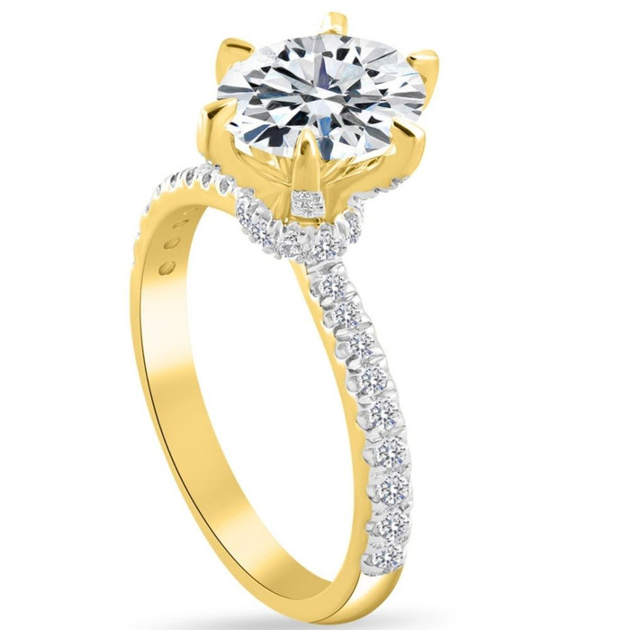 VS 2 1/2 Ct Oval Moissanite & Side Halo Lab Grown Diamond Engagement Ring Gold