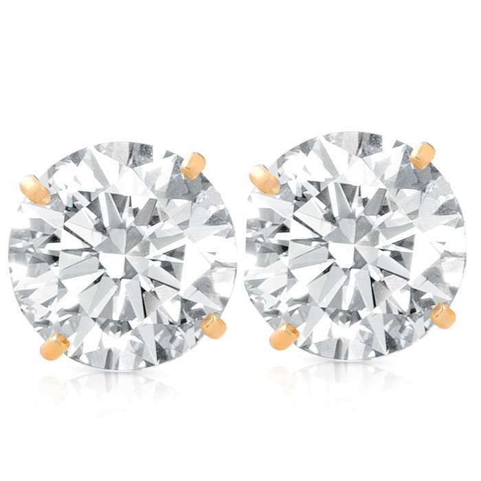 2 1/2 Ct TW (7mm) Round Moissanite Studs 14k Yellow Gold