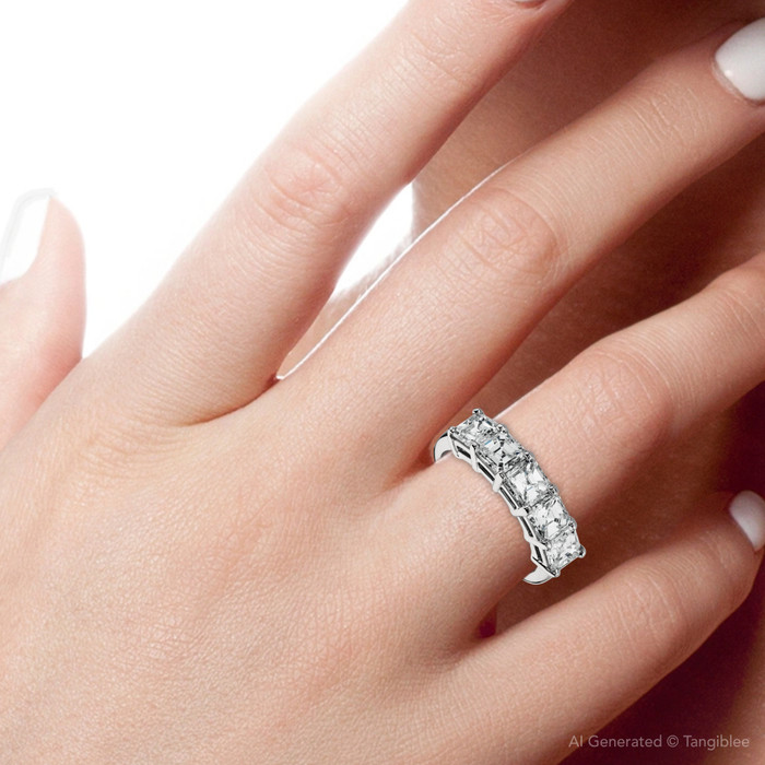 2 1/2Ct Asscher Cut Moissanite Wedding Ring in 14k White, Yellow, or Rose, Gold
