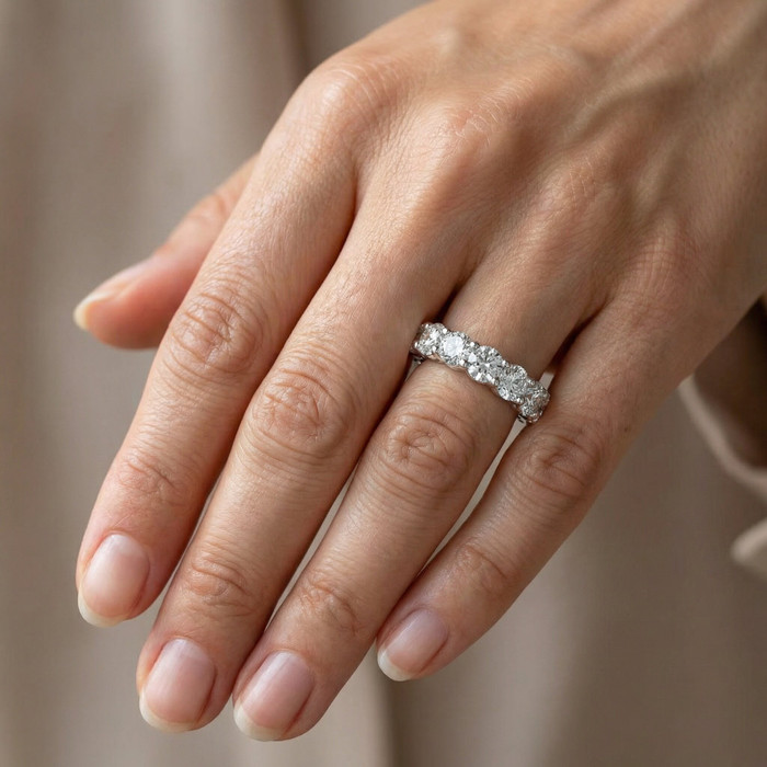 2 Ct Lab Created Moissanite Eternity Ring Womens Wedding Band 14k White Gold