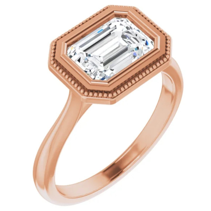 1 3/4Ct Emerald Moissanite Solitaire Engagement Ring White Yellow or Rose Gold