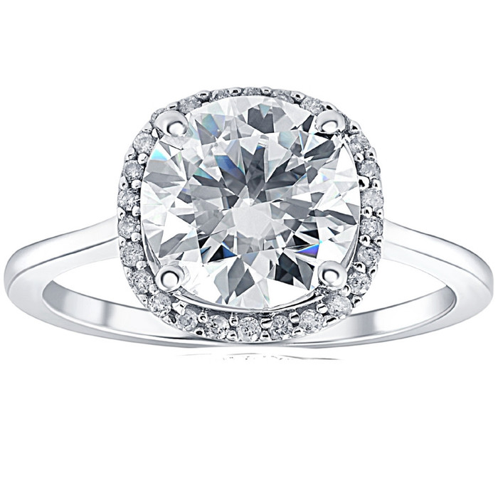 2 1/2 Ct Diamond & Moissanite Cushion Halo Engagement Ring 14k White Gold 2 1/2 Ct Diamond & Moissanite Cushion Halo Engagement Ring 14k White Gold