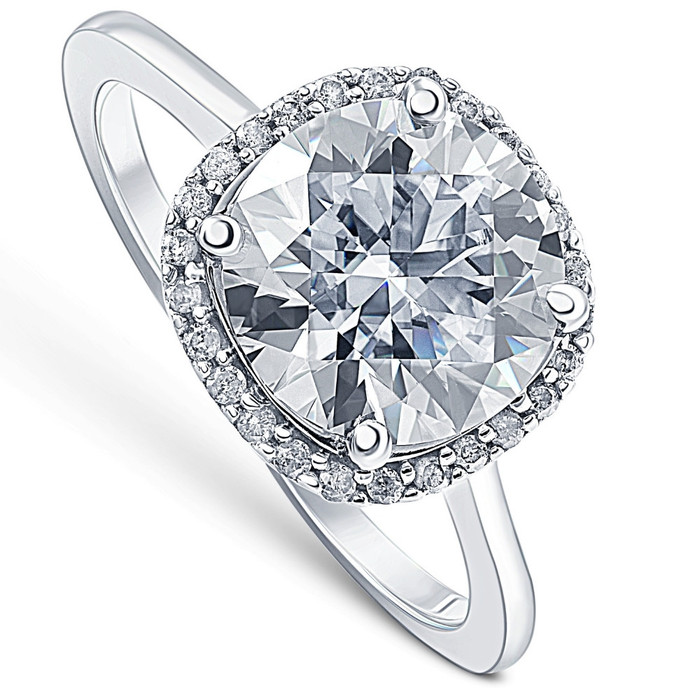 2 1/2 Ct Diamond & Moissanite Cushion Halo Engagement Ring 14k White Gold 2 1/2 Ct Diamond & Moissanite Cushion Halo Engagement Ring 14k White Gold