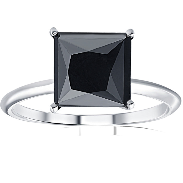 3Ct Black Moissanite Princess Cut Solitaire Engagement Ring 14k White Gold 3Ct Black Moissanite Princess Cut Solitaire Engagement Ring 14k White Gold