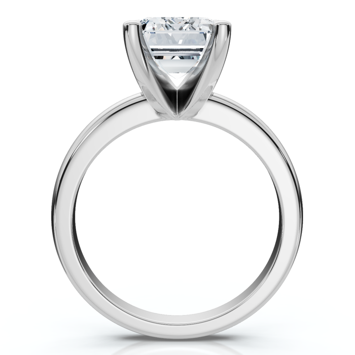 3Ct Emerald Solitaire Moissanite Engagement Ring in White Yellow or Rose Gold