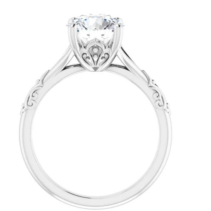 3Ct Moissanite Vintage Engagement Solitaire Ring 14k White Yellow or Rose Gold
