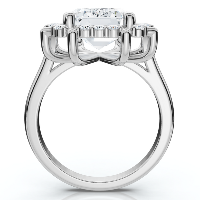 4 1/4 Ct Emerald Moissanite & Diamond Engagement Ring White Yellow or Rose Gold