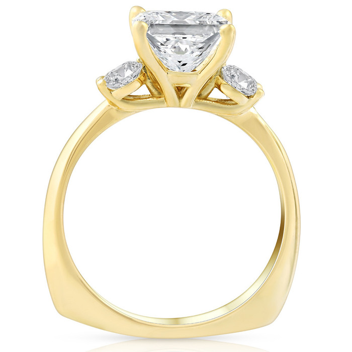 3 1/2Ct Cushion & Round Cut Moissanite Engagement Ring 14k Yellow Gold 3 1/2Ct Cushion & Round Cut Moissanite Engagement Ring 14k Yellow Gold