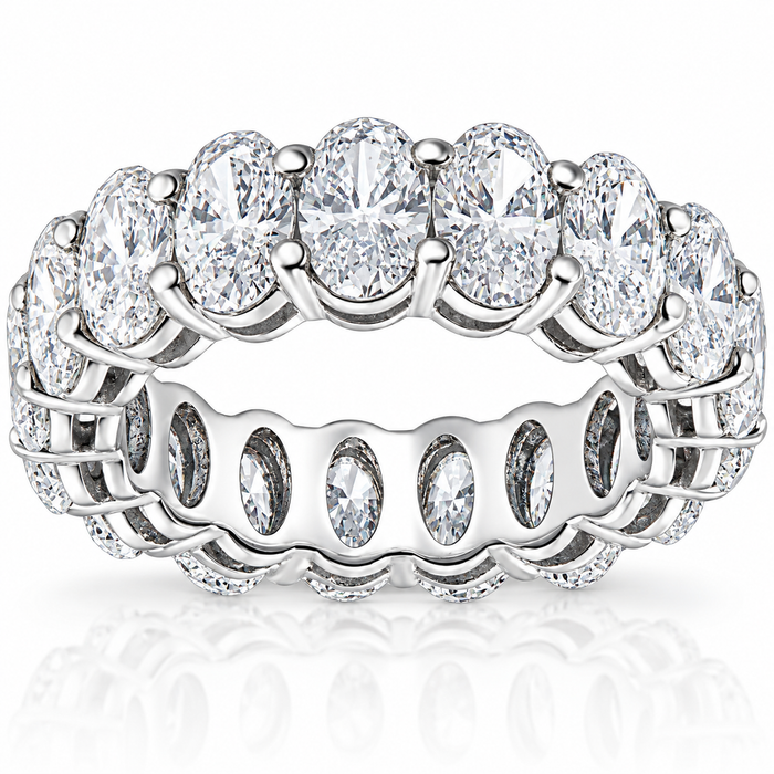 6 Ct Oval Moissanite Eternity Ring Womens Wedding Band 10k White Gold