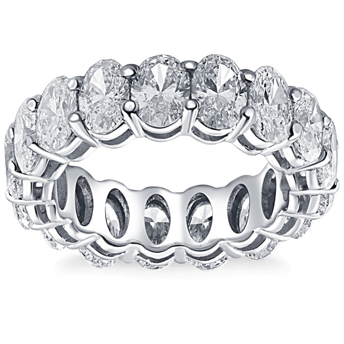 6 Ct Oval Moissanite Eternity Ring Womens Wedding Band 10k White Gold