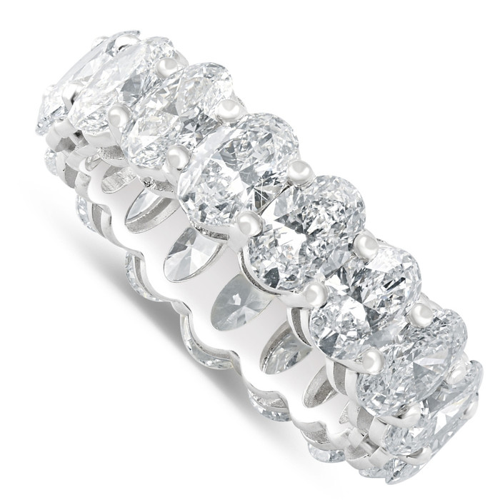 6 Ct Oval Moissanite Eternity Ring Womens Wedding Band 10k White Gold