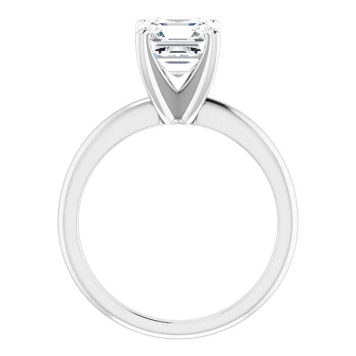 5Ct Asscher Solitaire Moissanite Engagement Ring in White Yellow or Rose Gold