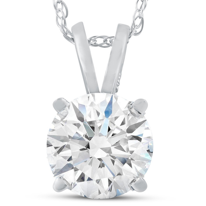 2 Ct Moissanite Solitaire Pendant 14k White Gold Womens Necklace