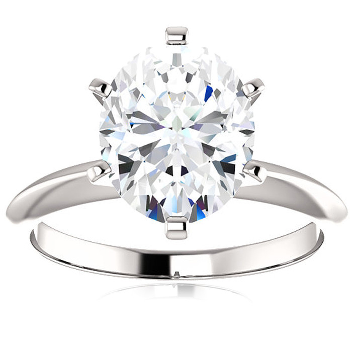 3 Ct Oval Moissanite Solitaire Engagement Ring 14k White Gold
