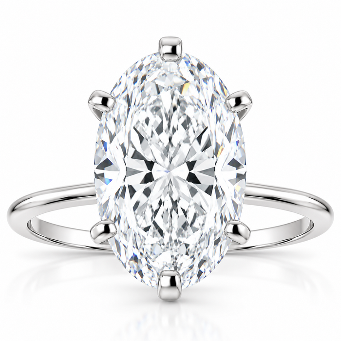3 Ct Oval Moissanite Solitaire Engagement Ring 14k White Gold