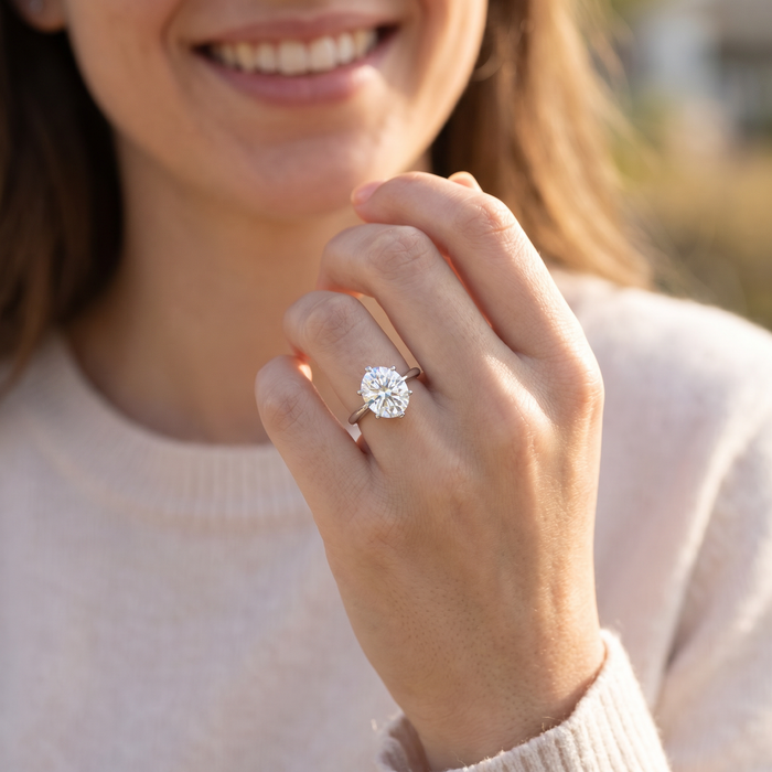 3 Ct Oval Moissanite Solitaire Engagement Ring 14k White Gold
