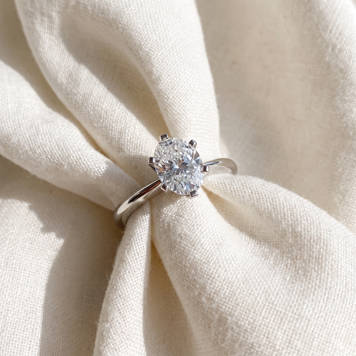 1 Ct Oval Moissanite Solitaire Engagement Ring 14k White Gold