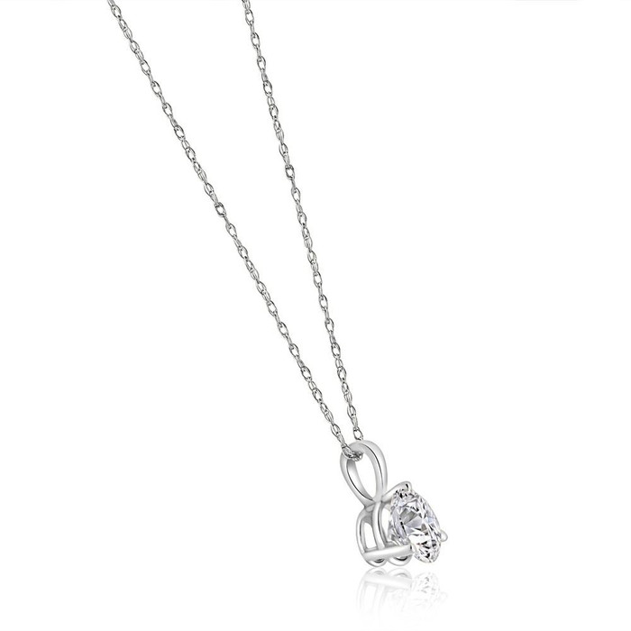 VS 1Ct Round Genuine Moissanite 3-Prong Martini Solitaire Pendant 14k White Gold