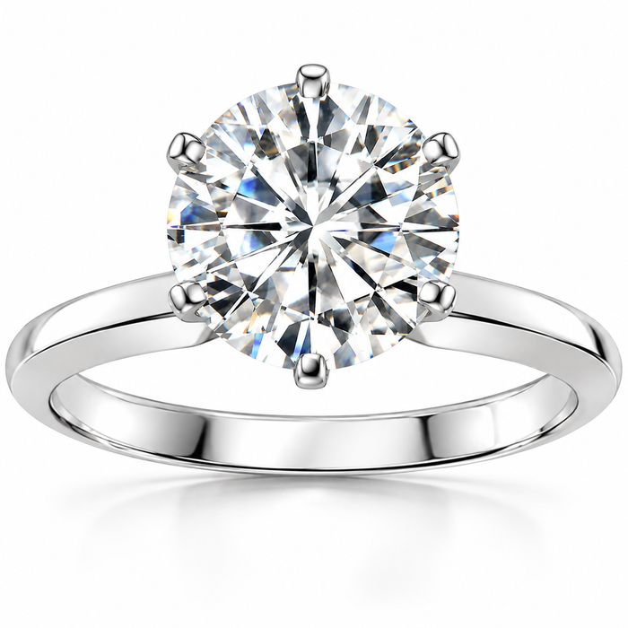 VVS 3ct Solitaire Moissanite Engagement Ring Round Brilliant 14k White Gold