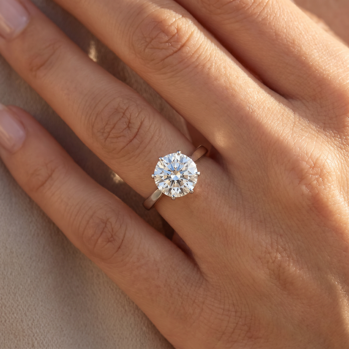 VVS 3ct Solitaire Moissanite Engagement Ring Round Brilliant 14k White Gold