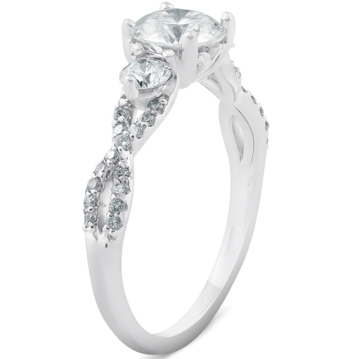 1 1/2Ct Three Stone Diamond & Moissanite Infinity Engagement Ring 14k White Gold 1 1/2Ct Three Stone Diamond & Moissanite Infinity Engagement Ring 14k White Gold